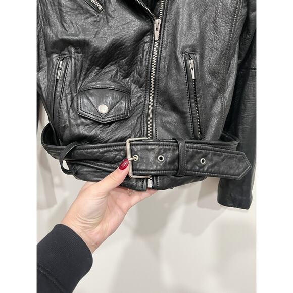 Veda Jayne Leather Moto Jacket in Black - Picture 7 of 16